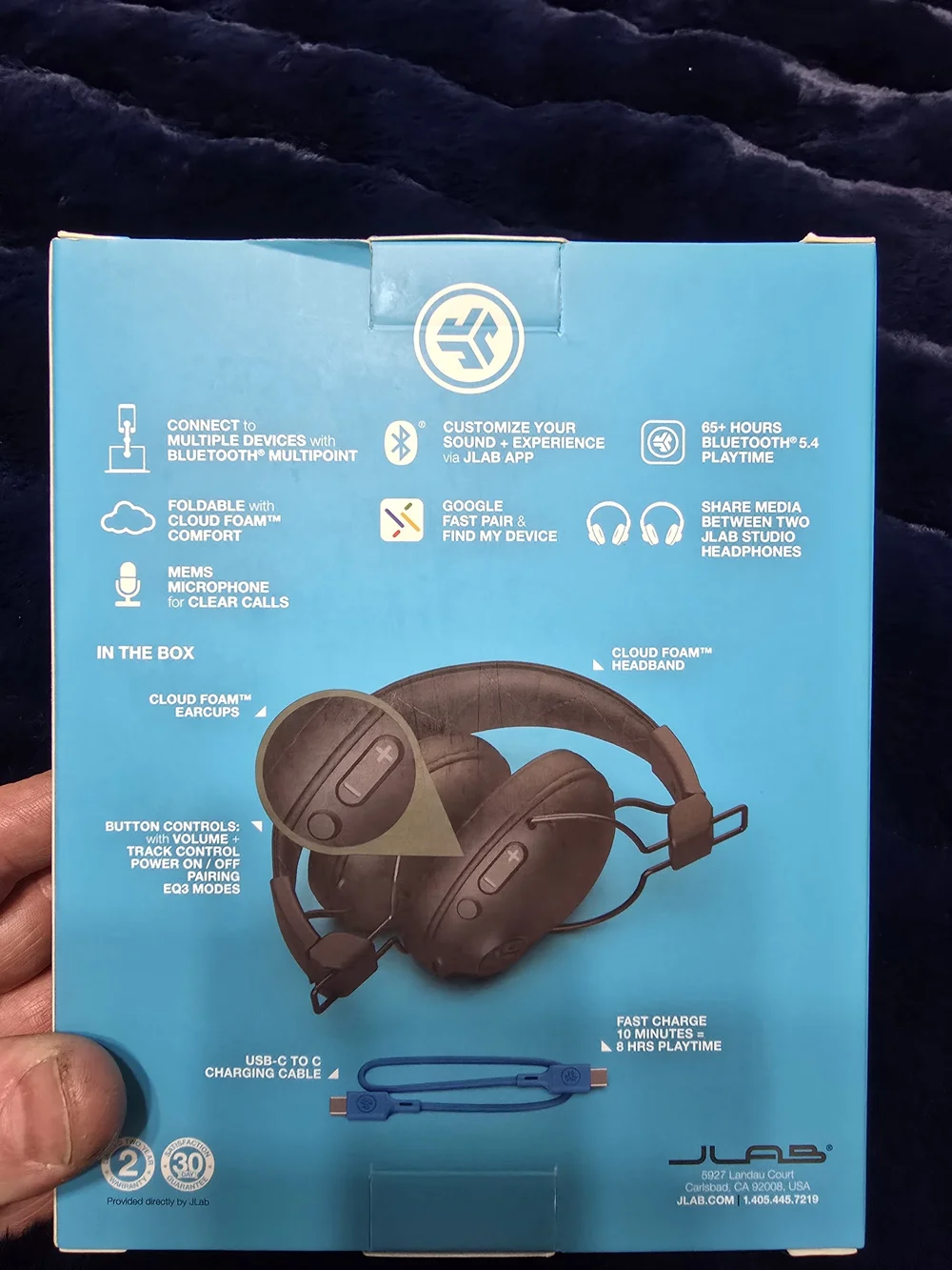 JLAB Studio Pro+ Wireless Over-Ear Headphones - Black/Blue New!